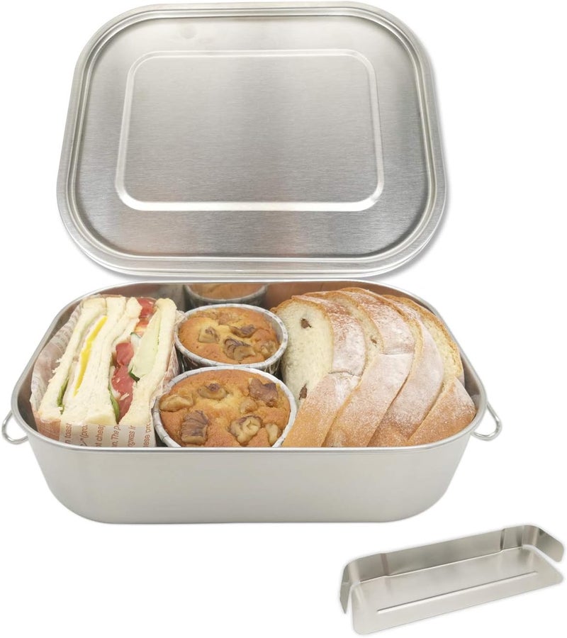 UPTRUST Leak Proof Stainless Steel Lunch Food Container, Large Bento Boxes Metal Lunch Box for Kids or Adults - Lockable Clips (1400ML/47oz) - Image 1